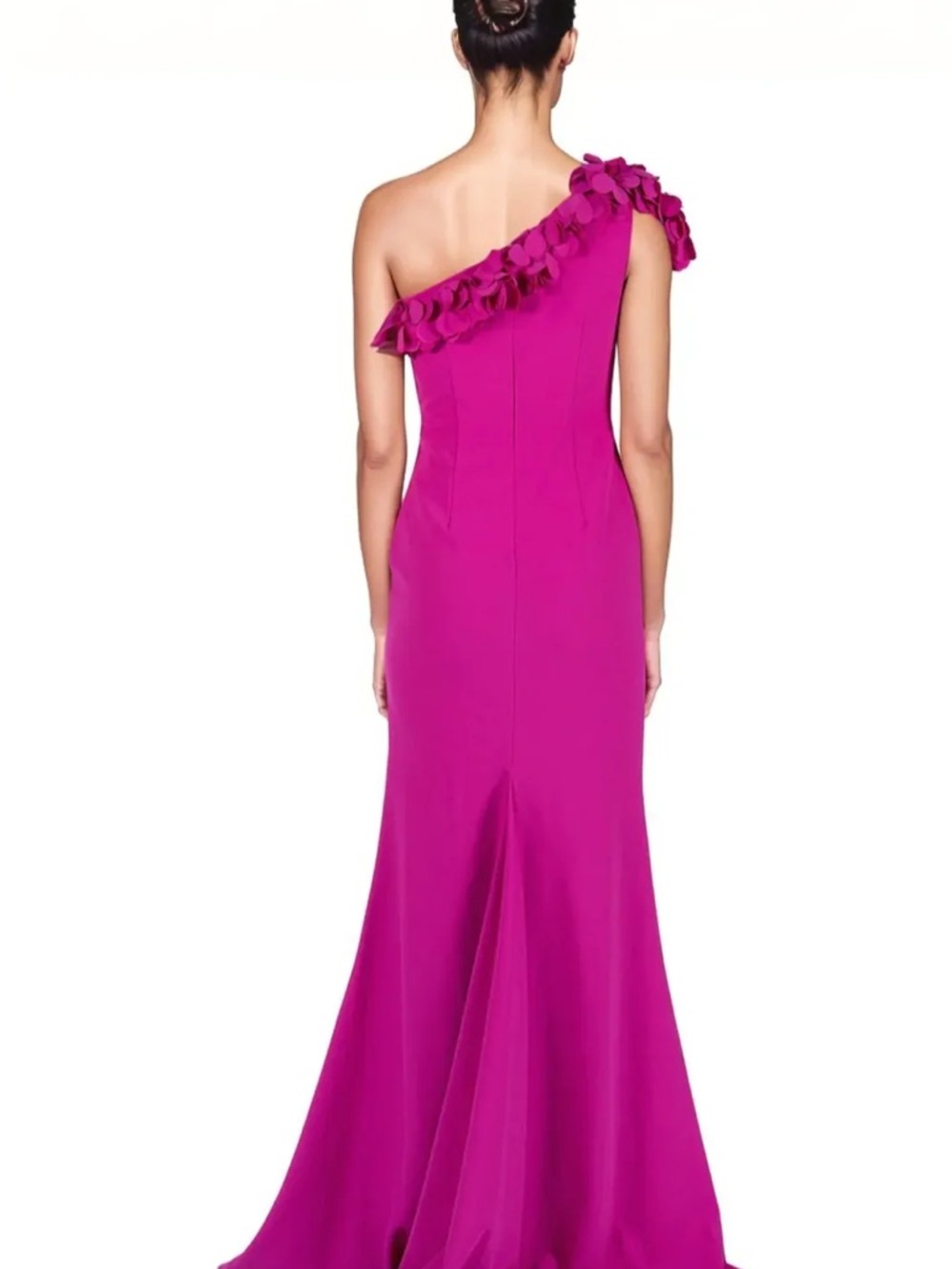 Rene Ruiz One-Shoulder Floral Appliqué Gown - Fuchsia Sz 6 NWT - Picture 2 of 8